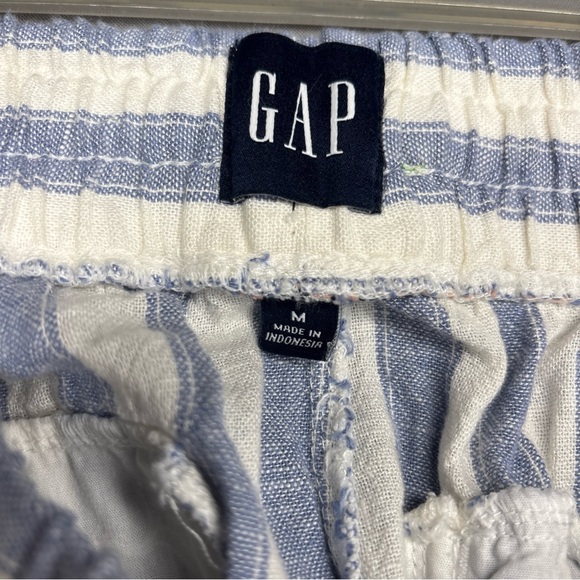 Gap Lightweight Linen Shorts White Blue English Manor Stripes Drawstring Size M - Picture 6 of 12